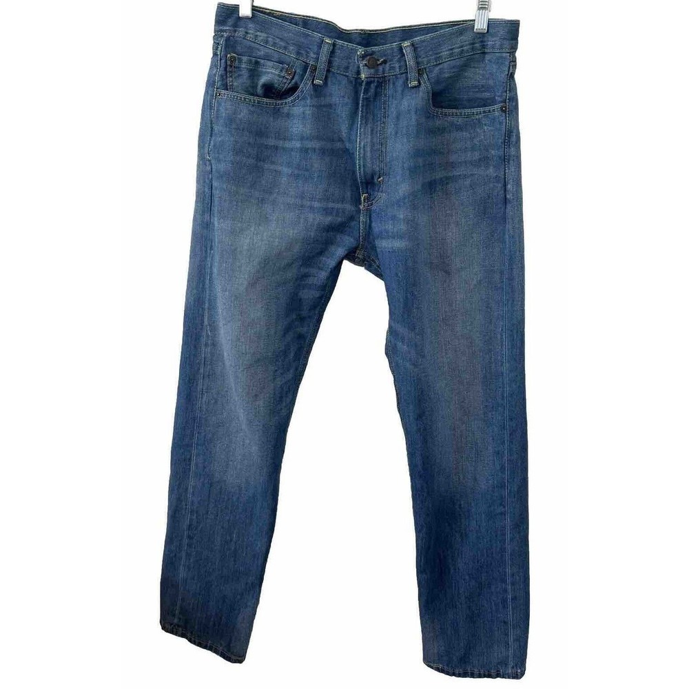 Levis Jeans Mens 34x32‎ Blue 505 Regular Fit Straight Leg Denim Act 34x31